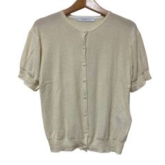 25AW ETRE TOKYO エトレトウキョウ ハーフスリーブブークレニットカーディガン 1225404040 サイズF ベージュ レディース 春 夏 秋 冬 中古 古着 USED 美品
