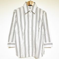BURBERRY LONDON バーバリーロンドン ロゴ刺繍 七分袖 ストライプ シャツ サイズ40 ホワイト レディース 春 夏 秋 冬 中古 古着 USED 良品