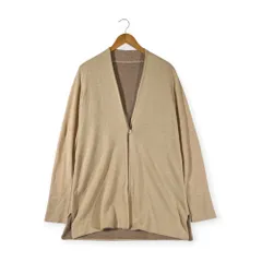 カシミヤ100% DoCLASSE ドゥクラッセ ノーカラー ロング カーディガン 羽織 M /ベージュ系 レディース