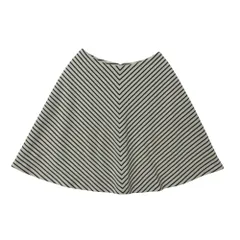 CLEAR IMPRESSION クリアインプレッション スカート フレア ストライプ 裏地あり バックジップ ホワイト×ブラック 2【M】 レディース 【中古】