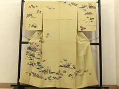 平和屋着物■訪問着　型染め　飛鶴流水花文　正絹　逸品　BAAY8011hj