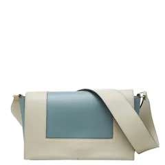 セリーヌ フレーム ミディアム ショルダーバッグ ブルー系 グレージュ レザー レディース CELINE【247-91881】