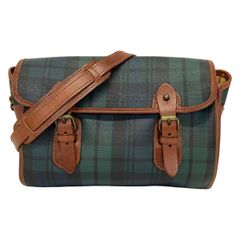 POLObyRalphLauren(ポロラルフローレン) ショルダーバッグ ダークグリーン×ダークネイビー×ダークブラウン チェック柄 レザー
