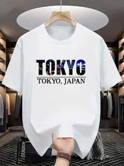 ユニセックス TOKYO Tシャツ 半袖 日本旅行記念 都市柄トップス トラベルグッズ シンプルデザイン ホワイト