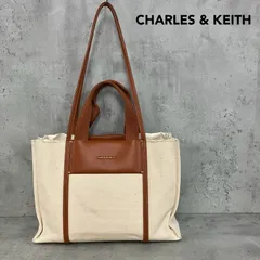 CHARLES & KEITH チャールズアンドキース Shalia シャリア キャンバスダブルハンドルトートバッグ トートバッグ ショルダーバッグ 2WAY アイボリー キャメル ブラウン 茶色 キャンバス レザー A4 通勤 通学 レディース 鞄 ★ ■■