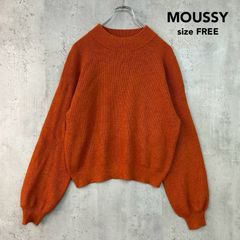 MOUSSY マウジー FREE F ボトルネックセーター ニット オレンジ ハイネック モックネック プルオーバー 長袖 トップス リブ リブニット レーヨン 010CAA70-6180 19AW ゆったり 無地⁠ ★ ◇■ ◆■
