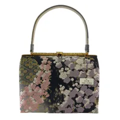 和装バッグ 優品 フォーマル 枝梅 桜 唐織 箔 灰色 正絹 和装小物  【中古】