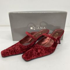 DIANA ダイアナ ミュール パンプス 22cm アカバラ カタオシフハク ボルドー系 ストラップ ヒール 箱付 OV00605