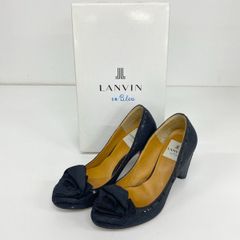 ランバンオンブルー LANVIN en Bleu パンプス 22.0cm 2011 Col B 黒 ブラック ヒール シューズ 靴 箱付き レディース OV00606