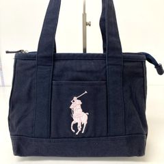 POLO RALPH LAUREN/ポロ ラルフローレン トートバッグ ネイビー/紺 キャンバス ビッグポニー刺繍 ピンク[OP01106]