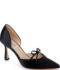 バッジェリーミシュカ レディース シューズ ヒール サテン Badgley Mischka Olympic Satin dOrsay Bow Pumps Black ブラック