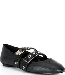 カール ラガーフェルド レディース シューズ パンプス レザー KARLAGERFELD PARIS Ashlyn Leather Ornamental Buckle Mary Jane Ballet