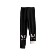 【新品】 [VIISEN] キッズ 女の子 ストレッチ レギンス 裏起毛 10分丈 パンツ 女児 子供 長ズボン スパッツ 厚手 保暖防寒 伸縮性 ウサギ柄 猫柄 可愛い カジュアル 通園 通学 秋冬 100-150CM(A- 150)