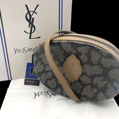 Yves Saint Laurent イヴサンローラン ショルダーバック ジラフ柄 YSLロゴ レザー オーバル ブラウン系 ヴィンテージ レディース 箱付き