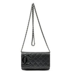 [中古] CHANEL シャネルカンボンライン チェーンウォレット黒マトラッセラムスキンレザーAB