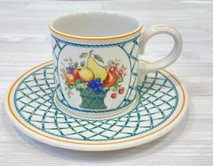 【塩】美品！Villeroy&Boch ビレロイ&ボッホ バスケット カップ＆ソーサー【25406AO】I29
