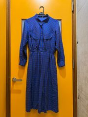 Y【Y16-89】◇ Leilian　9サイズ　シャツワンピース　青色×黒色　チェック柄
