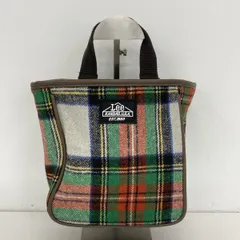 美品 Lee studio CLIP ミニトートバッグ/ハンドバッグ/手提げ チェック柄 グリーン×オレンジ×ホワイト品番20093015RE Fサイズ[OX04335]