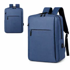 【新品】リュック メンズ レディース 多ポケット バックパック 通勤 通学 男女兼用 シンプル ブルー【送料無料】