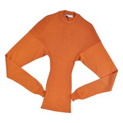 未使用 ボッテガヴェネタ BOTTEGAVENETA 2019 ニット セーター ロングスリーブ 長袖 プリーツ トップス イタリア製 レディース 38(S相当) シルク ブラウン 古着