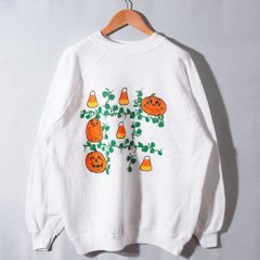 90s USA企画 ヘインズ Hanes ハロウィン Halloween スウェット XL ホワイト ヴィンテージ ユニセックス ラグラン アメカジ アメリカ 古着 X081