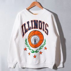 90s USA製 フルーツオブザルーム FRUIT OF THE ROOM カレッジ スウェット XL ヴィンテージ ホワイト ILLINOIS イリノイ大学 アメカジ アメリカ 古着 X067