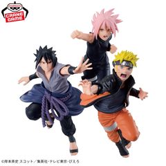 【3個】NARUTO 72 series- 71 VIBRATION STARS-UZUMAKI NARUTO ナルト うずまき フィギュア　春野サクラ　うちはサスケ　非売品　イラスト立体化　日本限定　非売品　コンプリート　未使用　箱付き