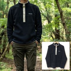 アウトドアシーンに【Columbia】コロンビア フリース プルオーバー トップス スナップボタン ハーフプラケット 無地 シンプル ワンポイントロゴ ブラック 黒 メンズ XL /M53107jQ