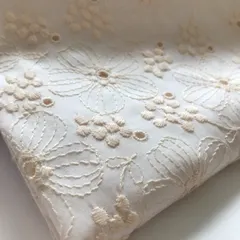 【送料無料】縦100cm×横95cm 刺繍生地　シロ　NO，283