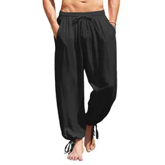 クーファンディ メンズ ボトムス カジュアルパンツ コットン リネン COOFANDY Mens Cotton Linen Pants Elastic Waist Harem Pants Casual