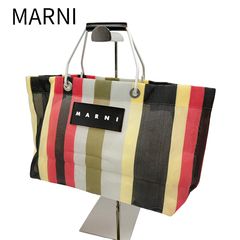 マルニ MARNI フラワーカフェ ストライプ トートバッグ ショッピングバッグ マルチカラー