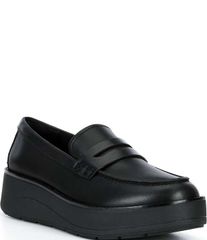 フィットフロップ レディース シューズ サンダル レザー ローファー FitFlop GenFF Roam Leather Loafers Black ブラック