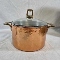 MILD COOKER マイルドクッカー 丸山技研 銅製 両手鍋 ガラス蓋 レードル おたま 木箱付き 調理器具 厨房 卓上鍋 槌目 日本製 キッチン【E0909】