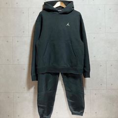 NIKE ナイキ JORDAN ジョーダン セットアップ パーカー フーディー プルオーバー スウェット トレーナー フリース L トップス スウェットパンツ M 裏起毛 上下セット 刺繍 ブラック 黒 メンズ SU-66-14