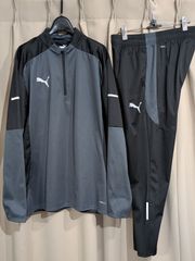 美品 PUMA プーマ INDIVIDUALWINTERIZED ウォームトップ パンツ 上下 セットアップ L グレー ジャージ 目黒蓮