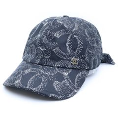 CHANEL (シャネル) Camellia baseball Cap ココマーク カメリア柄 ベースボールキャップ バックリボン ブラック レディース
