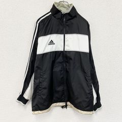 90s　adidas　アディダス　ナイロンジャケット　ビンテージ　万国旗タグ　黒　ブラック　白　ホワイト　Mサイズ　古着