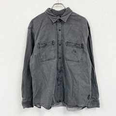 QuikSilver　クイックシルバー　長袖デニムシャツ　ウオッシュ加工　黒　ブラック　XLサイズ　古着