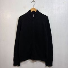 TOMORROWLAND TRICOT トゥモローランド トリコ フルジップ ニット リブ編み カーディガン 長袖 ハイネック セーター ウール ブラック L I768