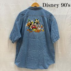 ヴィンテージ The Disney Store 90s ディズニー キャラクター バック 刺繍 デニム シャツ メンズ L ISItems【USED】【古着】【中古】50168163