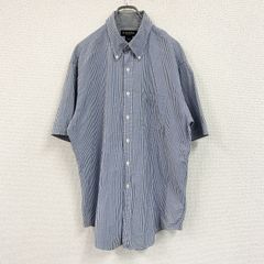 Brooks Brothers ブルックスブラザーズ 半袖シャツ ギンガムチェック 柄シャツ 総柄 バイカラー 青 ブルー 白 ホワイト Lサイズ 古着 トップス メンズ コットン 値引き交渉OK！