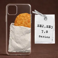 ハッシュブラウンズ　iPhone SE2, SE3 ＋ iPhone 7, 8, 7 Plus, 8 Plus　クリアケース　ハードケース　スマホケース　ハッシュドポテト　マッシュポテト　フェイクフード　食べ物　粘土細工　メンズ　レディース　HENNANO