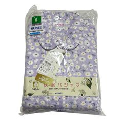 GUNZE グンゼ LiRaku リラク レディース パジャマ S パープル 花柄 長袖 長パンツ 綿混 コットン 快眠仕様 脇縫いなし ポケット付 婦人 ルームウェア 寝間着  TG4581