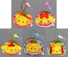 【中古】ぬいぐるみマスコット・ぬいぐるみバッジ 全5種セット 「サンリオキャラクターズ 鳴らしてピッピ!音がなる♪マスコットぬいぐるみ～オムライス風デザイン～」