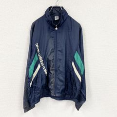 adidas　アディダス　デサント　マウンテンパーカー/ナイロンジャケット　紺　ネイビー　Oサイズ　古着　フーディー トップス アウター メンズ【値引き交渉OK！】