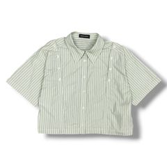 参考上代16940円 未使用 MAISON SPECIAL Button Slit Short Shirt ボタンスリットショートシャツ 半袖 短丈 メゾンスペシャル 21251315209 グリーン F （3199MG）