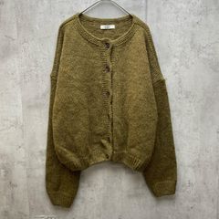 ▽ El mar エルマール アルパカ混クルーネック カーディガン オーバーサイズ フロントボタン 羽織り ONE カーキ ◇■ 여성