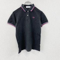 FRED PERRY　フレッドペリー　半袖ポロシャツ　刺ロゴ　黒　ブラック　Lサイズ　古着　トップス メンズ【値引き交渉OK！】