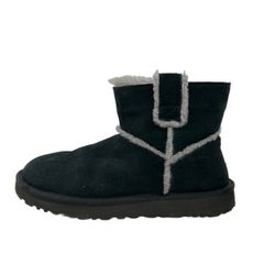 UGG(アグ) ショートブーツ JAPAN 26 レディース クラシック ミニ スピル シーム 1100211 黒×グレー ムートン