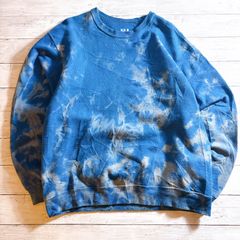 【雰囲気抜群】FRUIT OF THE LOOM SWEATSHIRT フルーツオブザルーム ブルー ネイビー タイダイ ムラ染め クルーネックスウェット トレーナー 古着 #260076
